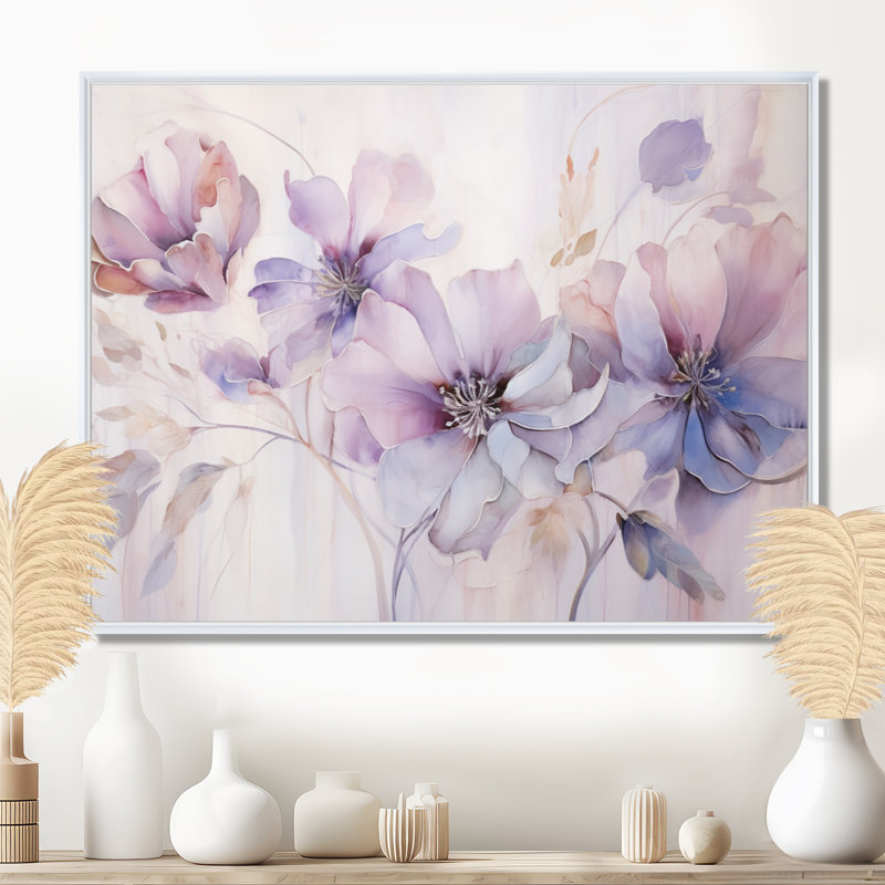 Mauve Botanical Whispers I - Abstract Botanicals, reproduction d'art encadrée, H 30 po x l 40 po x P 1,5 po