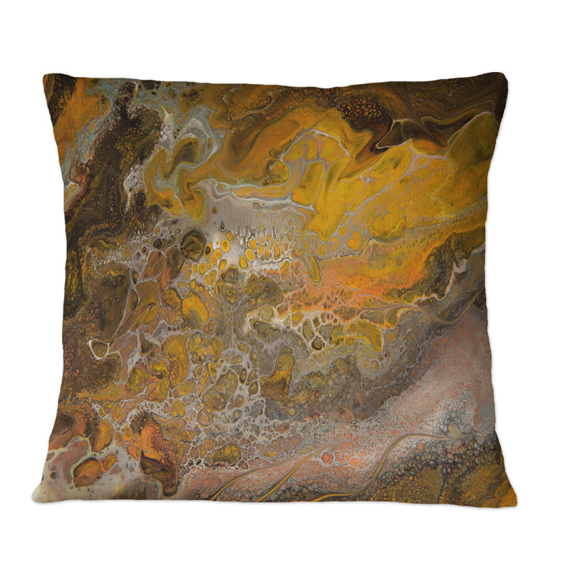 Coussin décoratif orange, noir et gris, 16 po x 16 po
