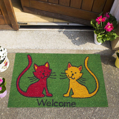 Tapis d'extérieur antidérapant Berivan Cats Coir (Coco) Welcome 30 po x 18 po
