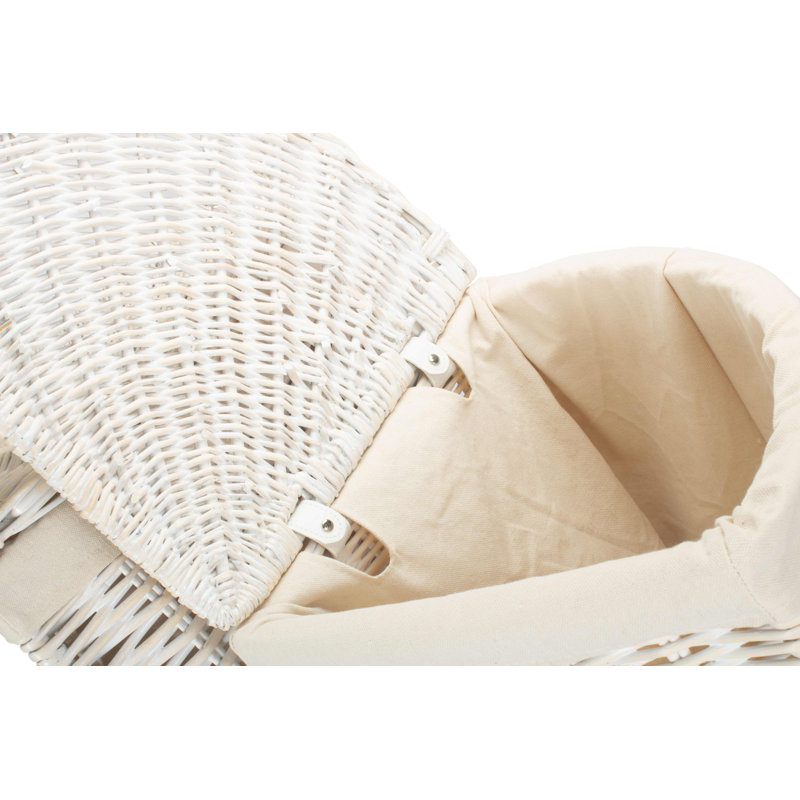 Wicker 2 Piece Laundry Basket Set, White Wash