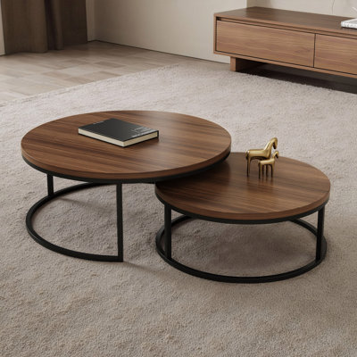 Multi-Function Nesting End Tables Set of 2, Use Together or Separately, Space-Saving Design, for Living Room & Bedroom