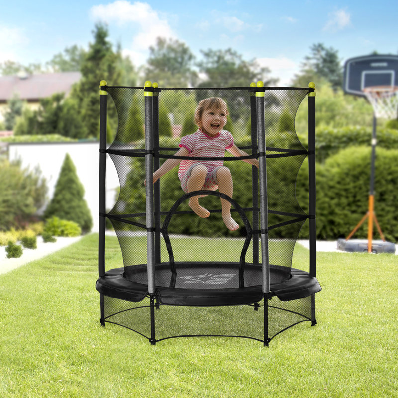 150 Cm Garden Trampoline With Safety Net, Black