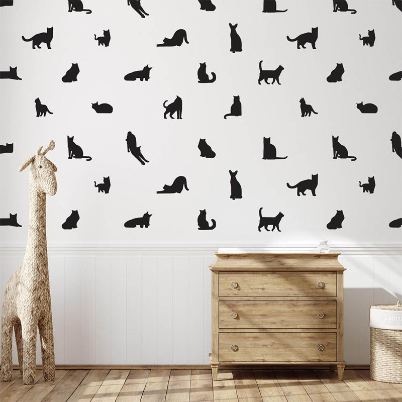 Cat Silhouette Wall Decals | Black
