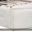 Lit plateforme tapissier en velours avec tête de lit à oreilles, 1 grand tiroir et 2 tabourets de rangement latéraux (beige)-1679337059