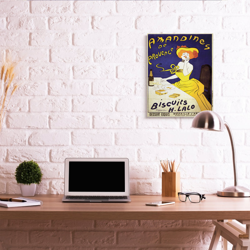 Publicité européenne rétro sur les biscuits parisiens d'Amandine, H 30 po x l 24 po, Toile tendue