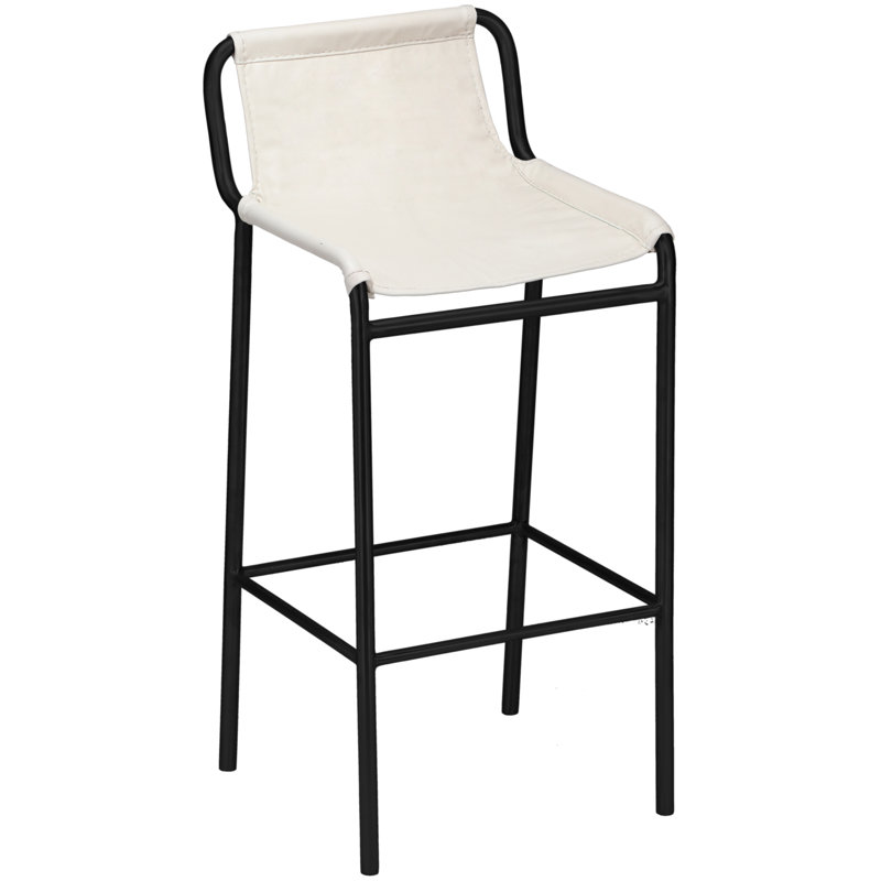 Tabouret de comptoir Dax, Cuir crème végétalien