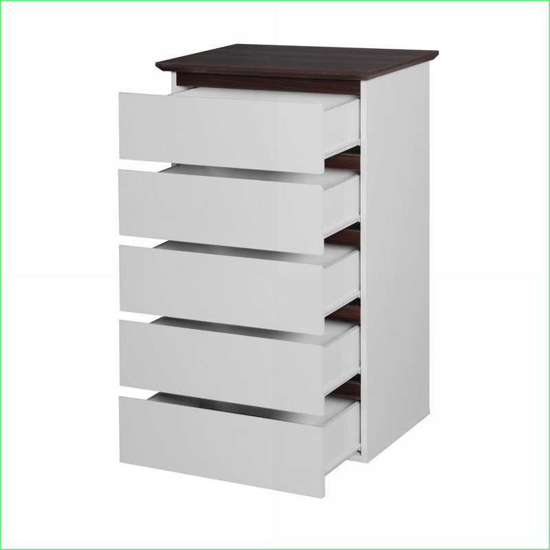 Commode à 5 tiroirs, blanc moderne Commode en noyer pour chambre à coucher | Panneau de particules | Blanc