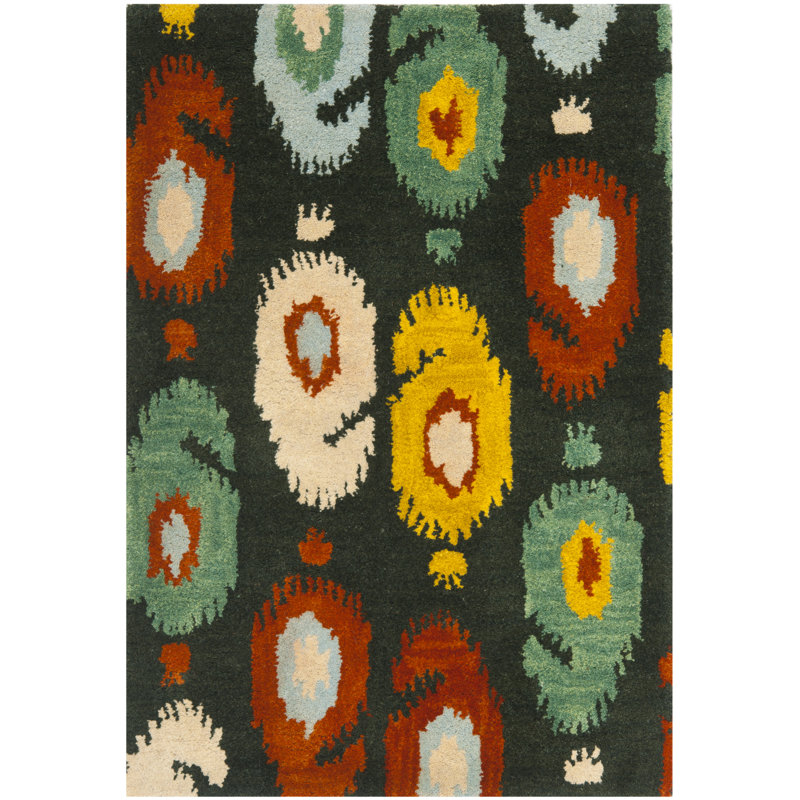 Kline Ikat Hand Tufted Wool Ikat Rug, Rectangle 2' x 3'