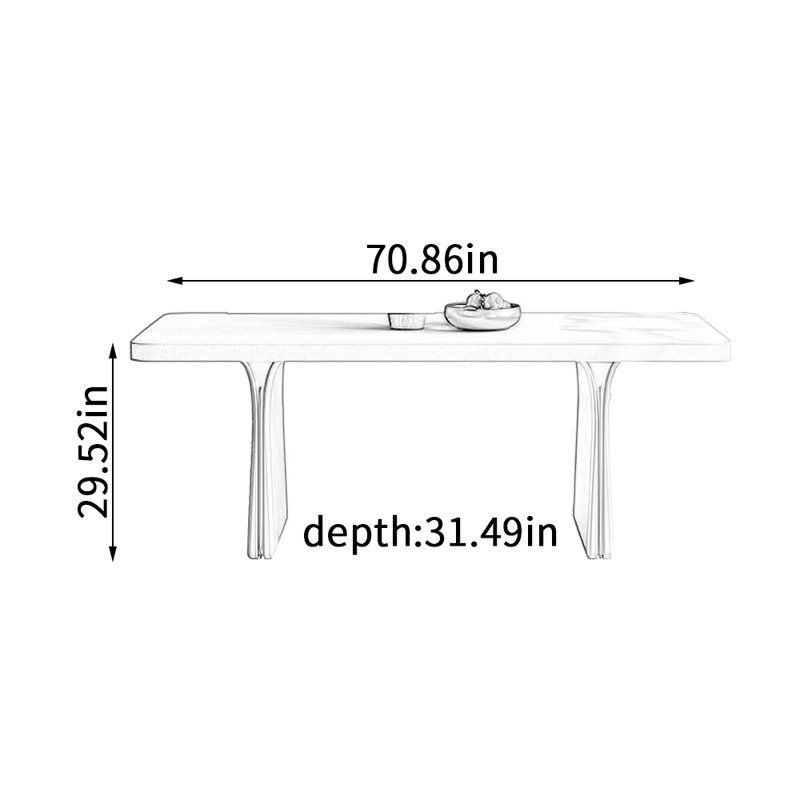 Grande table de salle à manger Modern, H 29,52 po x L 70,86 po x l 31,49 po
