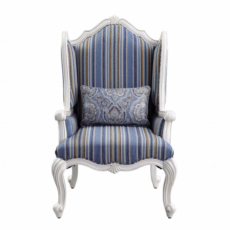 Chaise d'appoint en tissu avec revêtement blanc et coussin blanc