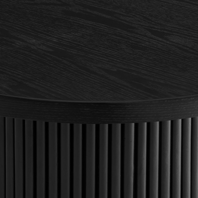 Table basse ronde en bois massif Ansel, Noir, H 15,74 po x L 23,62 po x l 23,62 po
