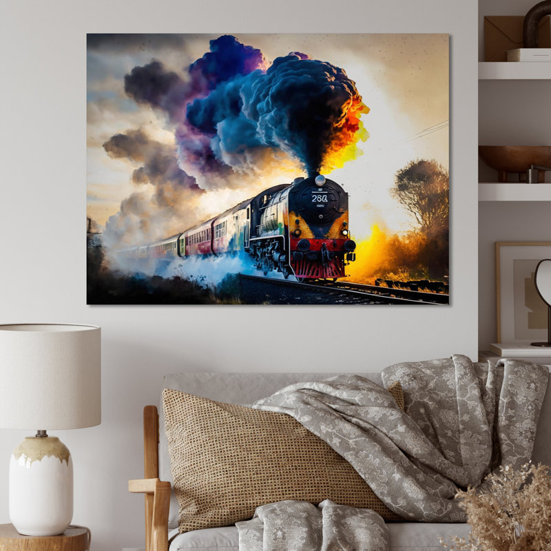Train On The Move I - Train, art mural, L 32 po x H 24 po x P 1 po, Toile tendue
