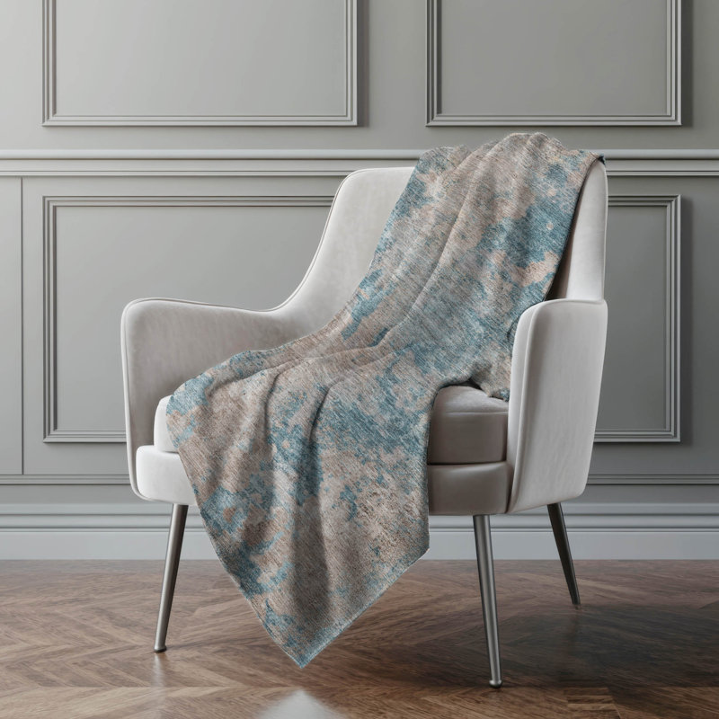 Jeté Art déco en sherpa Addison, Bleu sarcelle abstrait 2