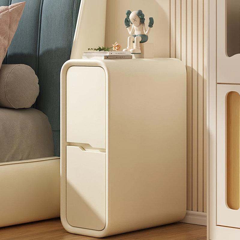 Jeston Unique Nightstand Narrow End Table W/2 Drawers Bedside Table Nightstand Side Table, White