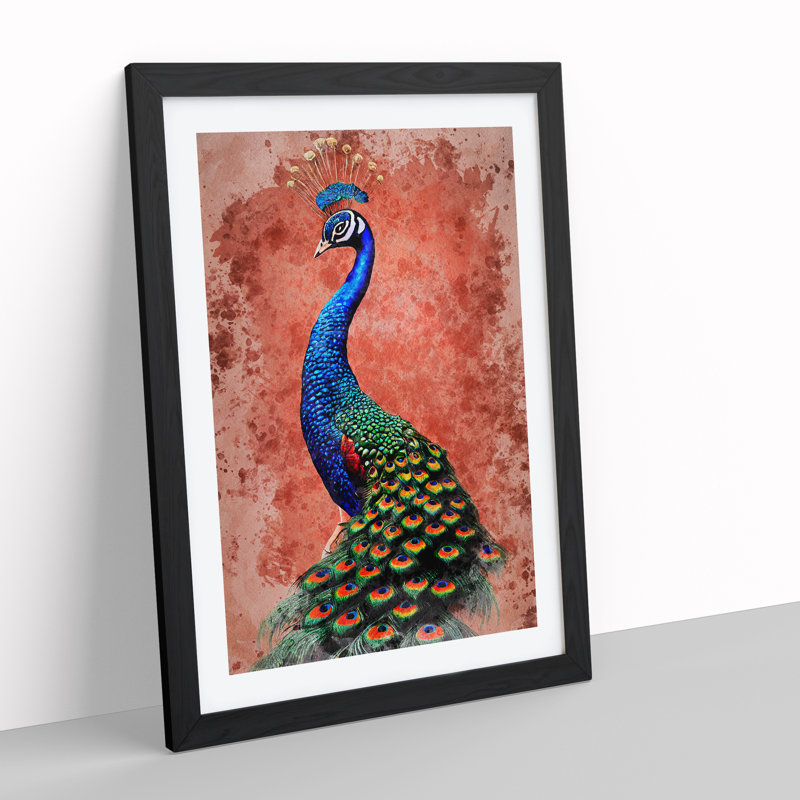 Peacock No.1 - Single Picture Frame Painting, Black Framed, 64cm H x 46cm W x 2cm D