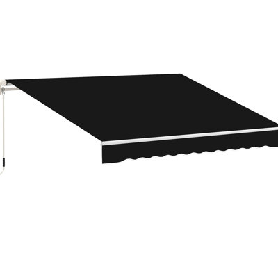 Auvent de patio 8 pi x 7 pi - Noir rétractable manuellement. Ajustez pour réduire la lumière du soleil et la chaleur, fonctionne sur différentes surfaces, cadre en acier robuste en aluminium, exposition au soleil
