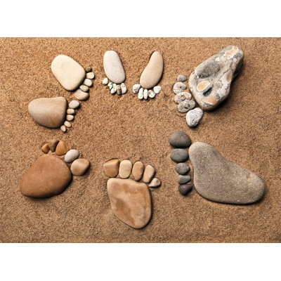 " Pebble Feet Beach - Stones On Beach - Footprints In The Sand "