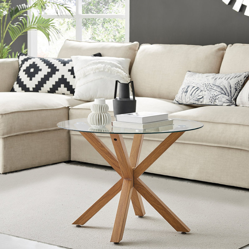 Round Glass Top Metal Base Dining Table