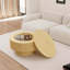 Table basse ronde moderne avec rangement et 2 chaises de salle à manger en polyuréthane, conception rayée en anneau pour la cuisine et la maison, peu encombrante et élégante-278959933
