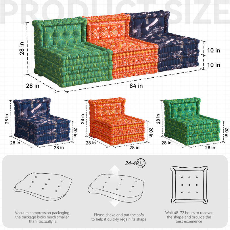 Canapé modulaire interchangeable en velours Boho Tribal, Motif géométrique bleu foncé
