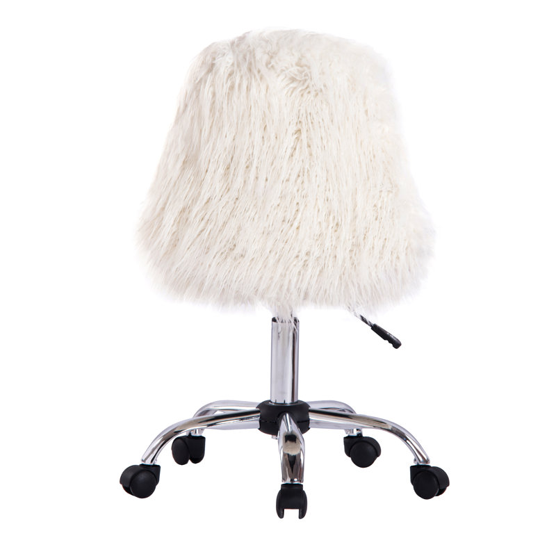 Faux Fur Office Chair, White