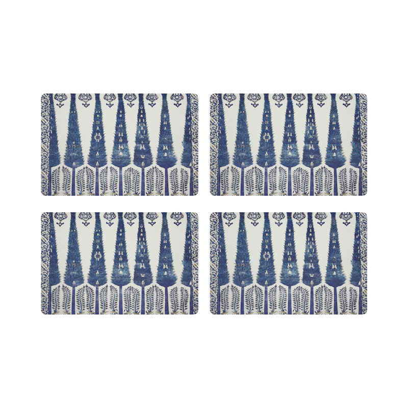 Topkapi Garden Pebbles Placemat Set, Gray/Blue
