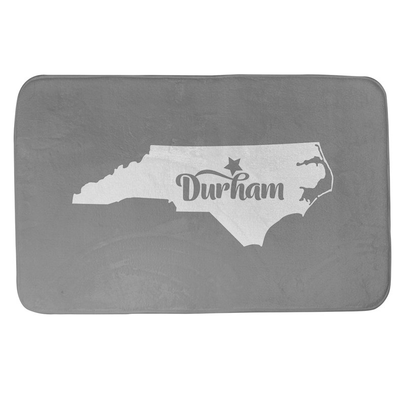 Tapis rectangulaire antidérapant pour salle de bain, L 21 po x L 34 po, Gris, Durham, Caroline du Nord 