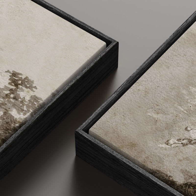Vintage Floral and Landscape Wall Art - 20x60 inches Framed Canvas Set of 2, Black