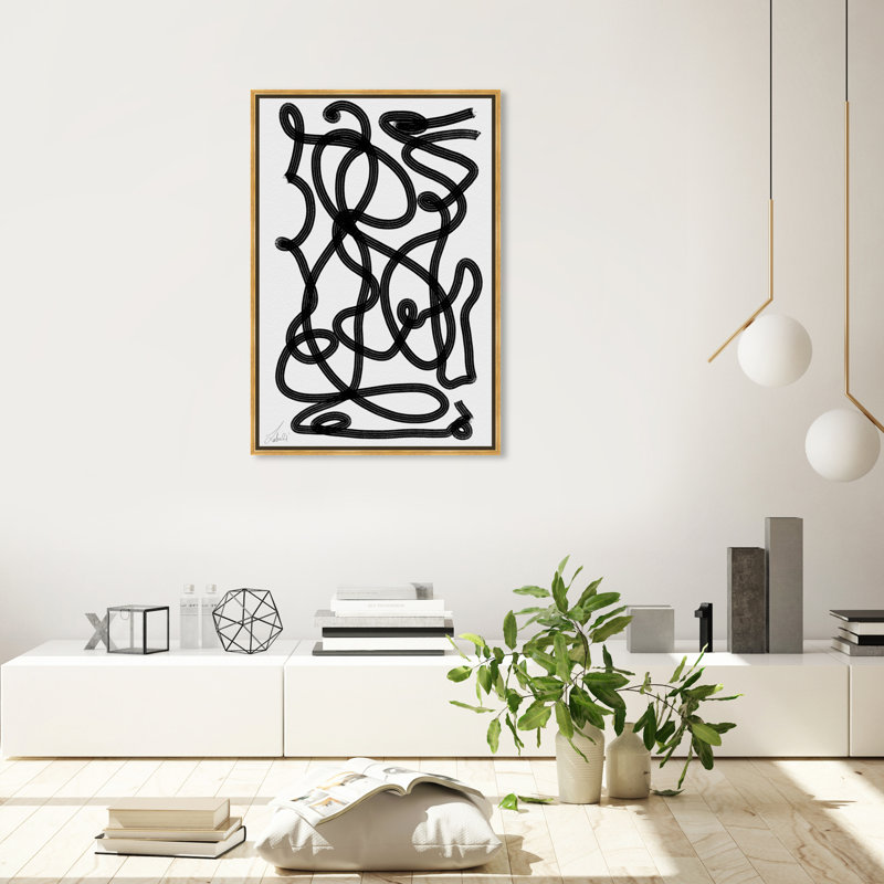 Million Ways - Impression sur toile, H 36 po x l 24 po, Toile avec cadre doré, Noir