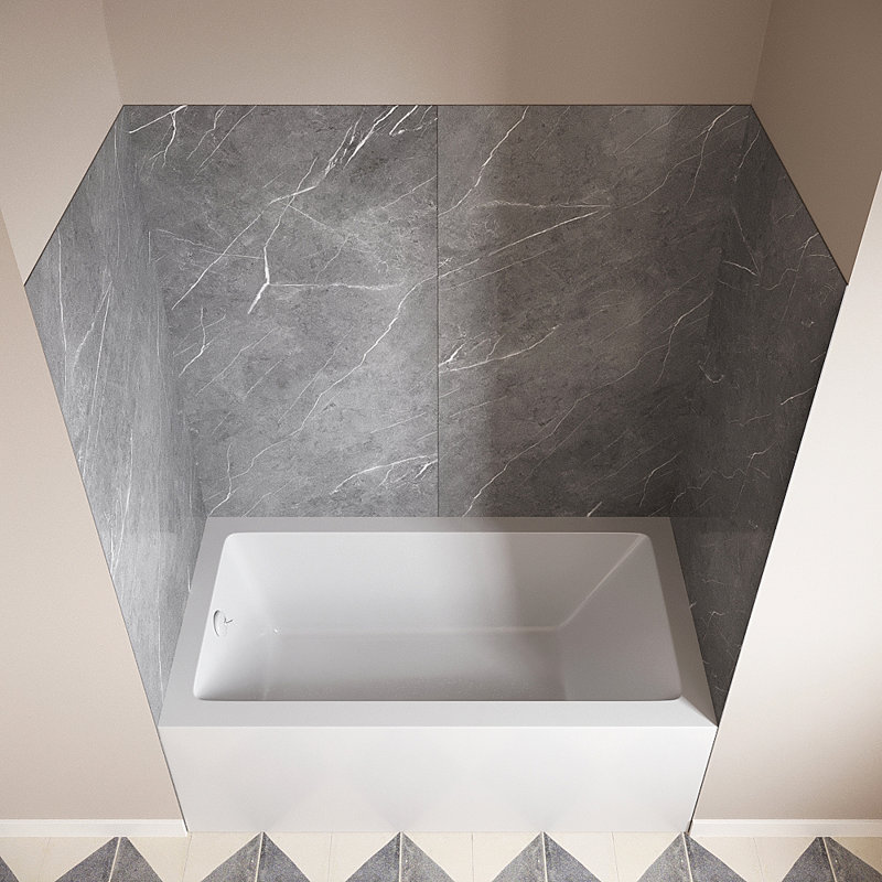 Streamline DSH-1340-136 32 in. L x 60 in. W x 55 in. H 4-Piece Glue-Up Alcove Bathtub Surround in Grey Marble Finish