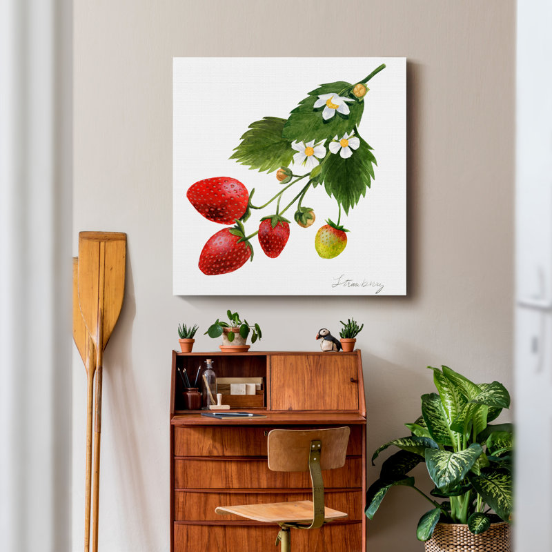 «Strawberry Study II», reproduction d'art sur toile tendue, H 10 po x l 10 po x P 1,5 po