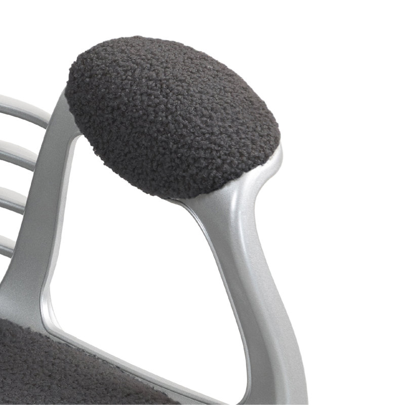 Chaise de bureau en molleton Teddy, Gris foncé