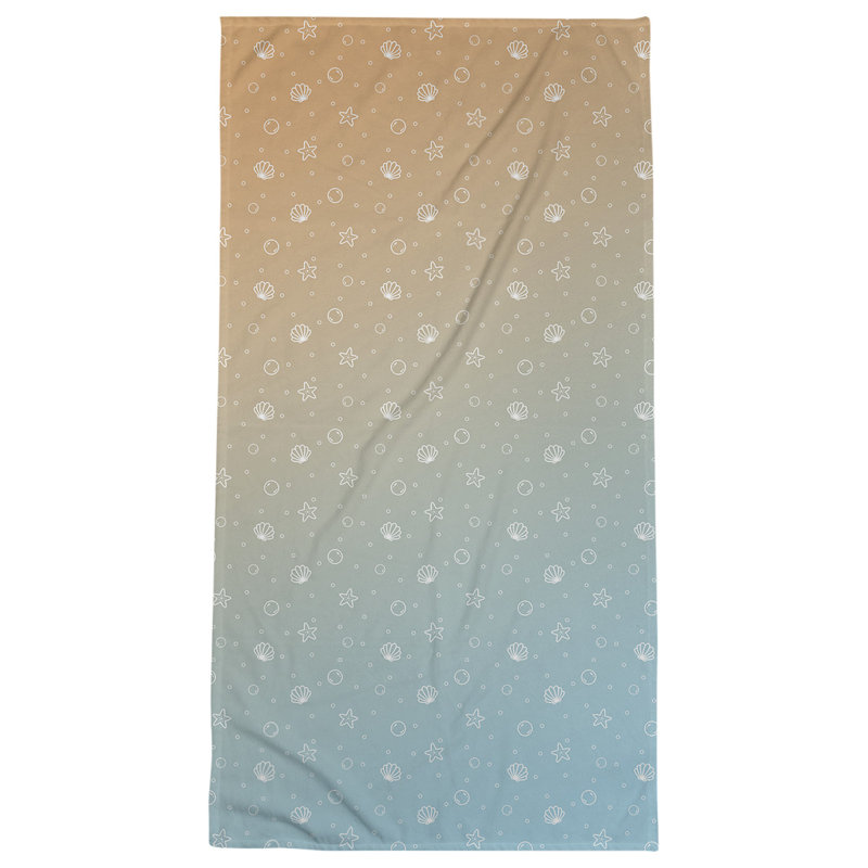 Serviette de bain coquillage, Bleu/orange