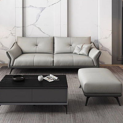 Gray Genuine Leather Standard Sofa cushion Loveseat