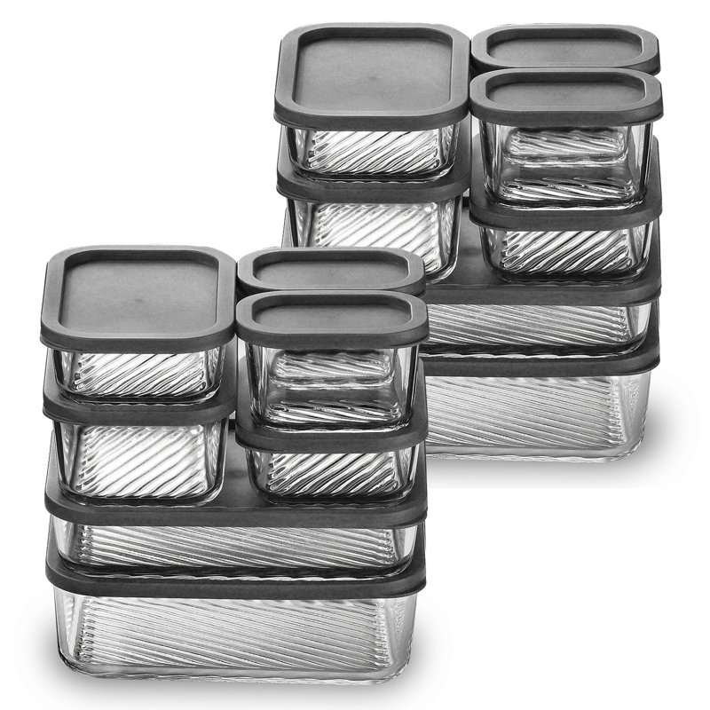 28 contenants en verre hermétiques pour la préparation et le rangement des repas avec couvercles, Gris, 28