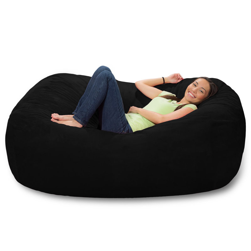 Fauteuil à billes - Grand fauteuil à billes en mousse viscoélastique déchiquetée de 6 pieds - Housse en microfibre amovible et lavable à la machine - Canapé confortable pour 2 personnes de marque bretonne pour la lecture, la détente et les jeux, e