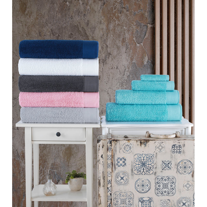 Navy Turkish Cotton Machine-Washable Textured Shower Mat