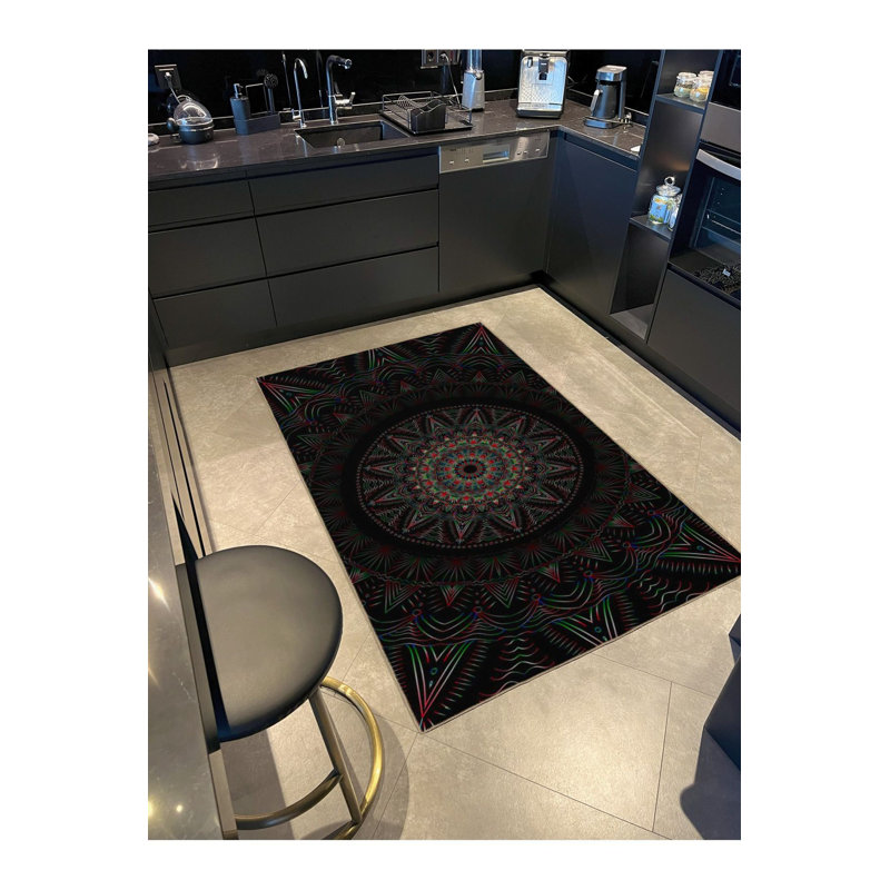 Tapis noir lavable à base d'étoile, Tapis de couloir 3 pi 3 po x 6 pi 7 po inclus