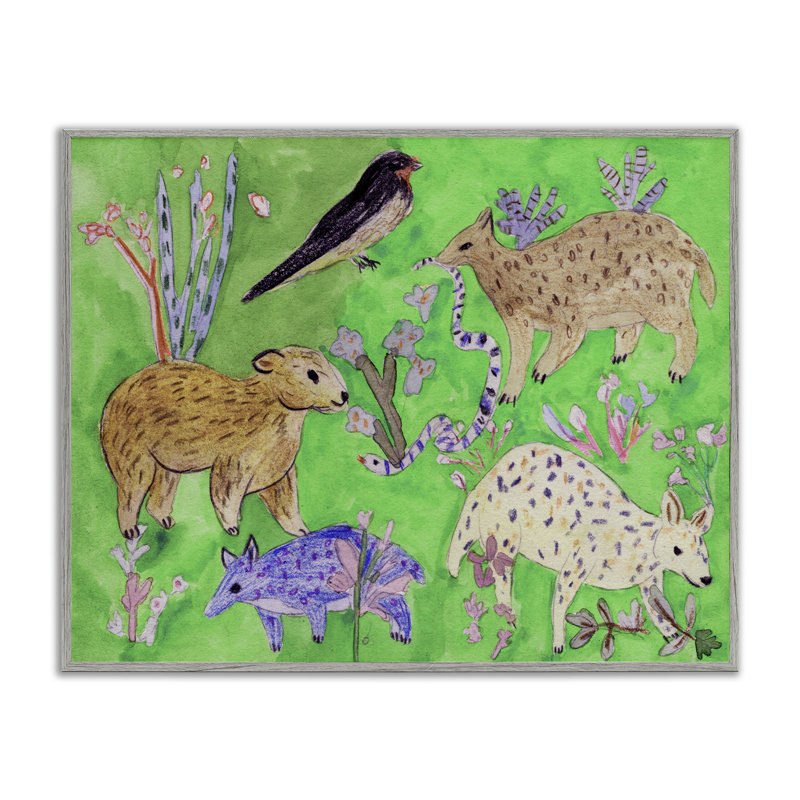 «Quirky Meadow Animals», estampe numérique, design par Melissa Wang, Estampe numérique Farmhouse, H 11 po x l 14 po