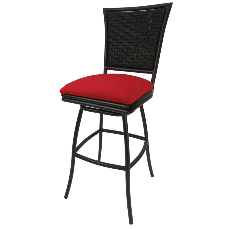 Tabouret de bar 30 po, Lin rouge, Brun, Très grand (siège d'une hauteur de 34 po)