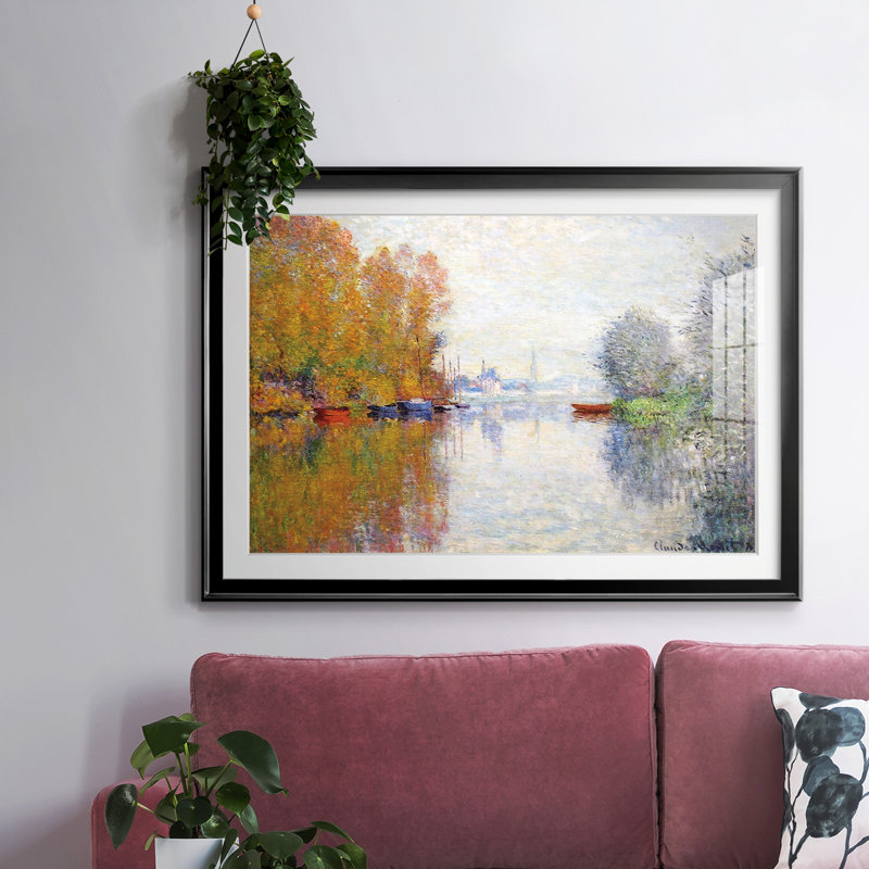 Autumn on the seine at Argenteuil, 1873, reproduction d'art encadrée, Cadre noir, H 15 po x l 21 po x P 1,5 po