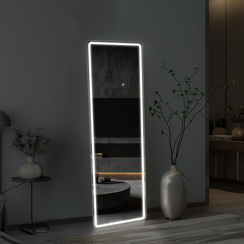 Tavey Aluminum Rectangle LED Mirror, 63" x 20