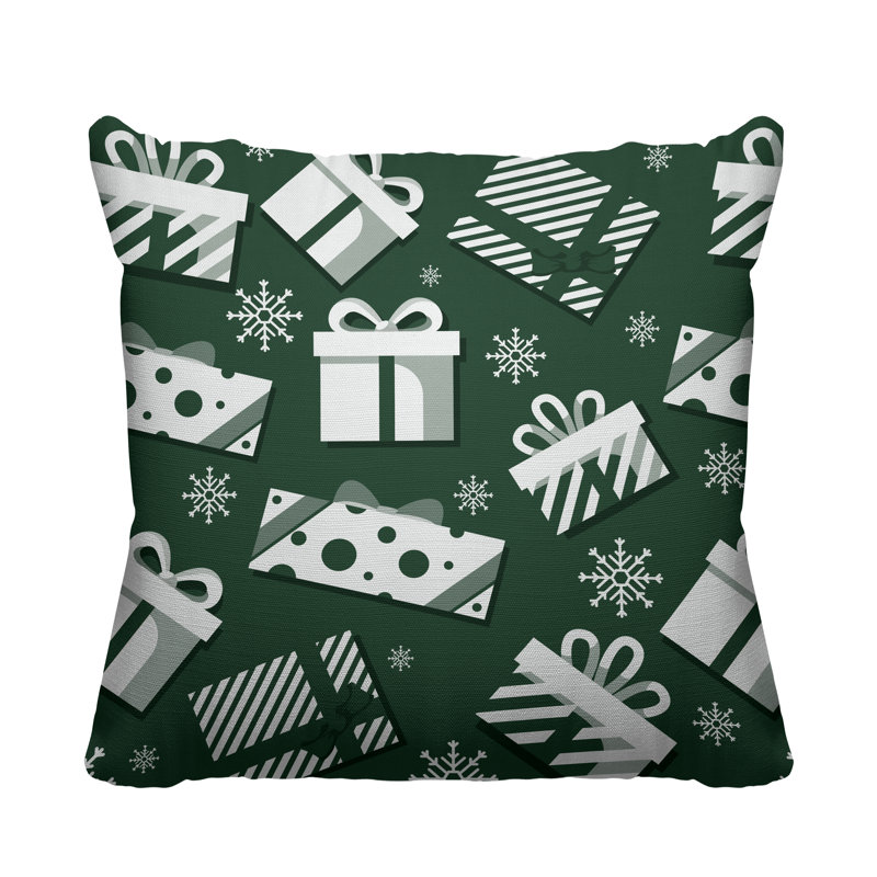 Coussin intérieur / extérieur Christmas Gift, L 19 po x H 19 po, Sauge