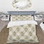 Ensemble de housse de couette beige à motif vichy blanc et traditionnel I-109146399
