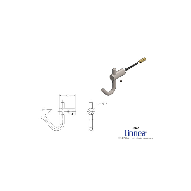 Single Robe Hook, Polished Stainless Steel