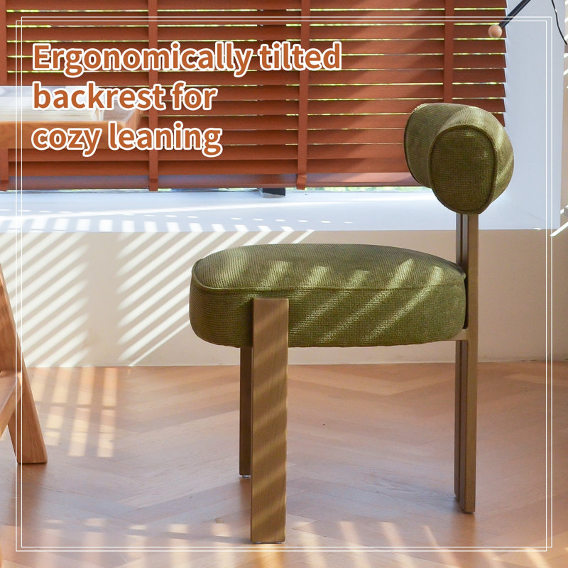 Chaise d'appoint rembourrée avec structure en métal, Green