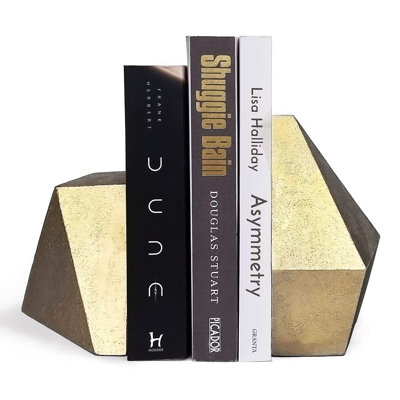 Decorative Gold Cast Iron Bookends, Home Decorative Bookends For Heavy Books, Abstract Bookends For Bookshelves, Office Desk, Living Room Decor