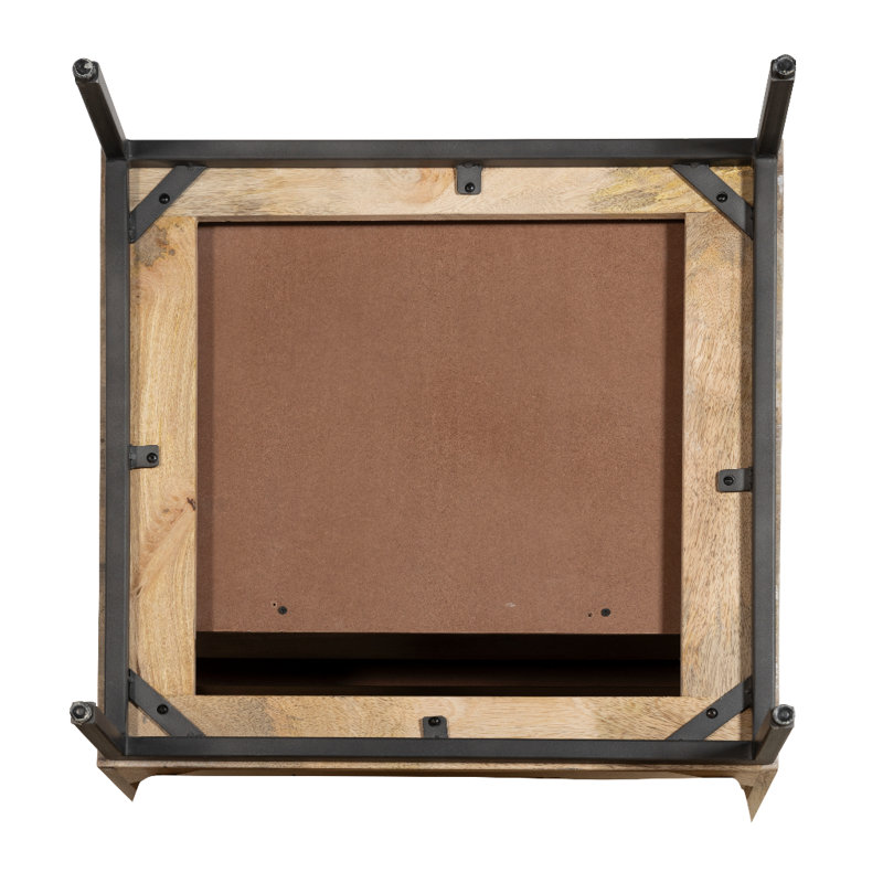 Table de bout à 2 tiroirs avec façade sculptée Sunburst et finition blanchie