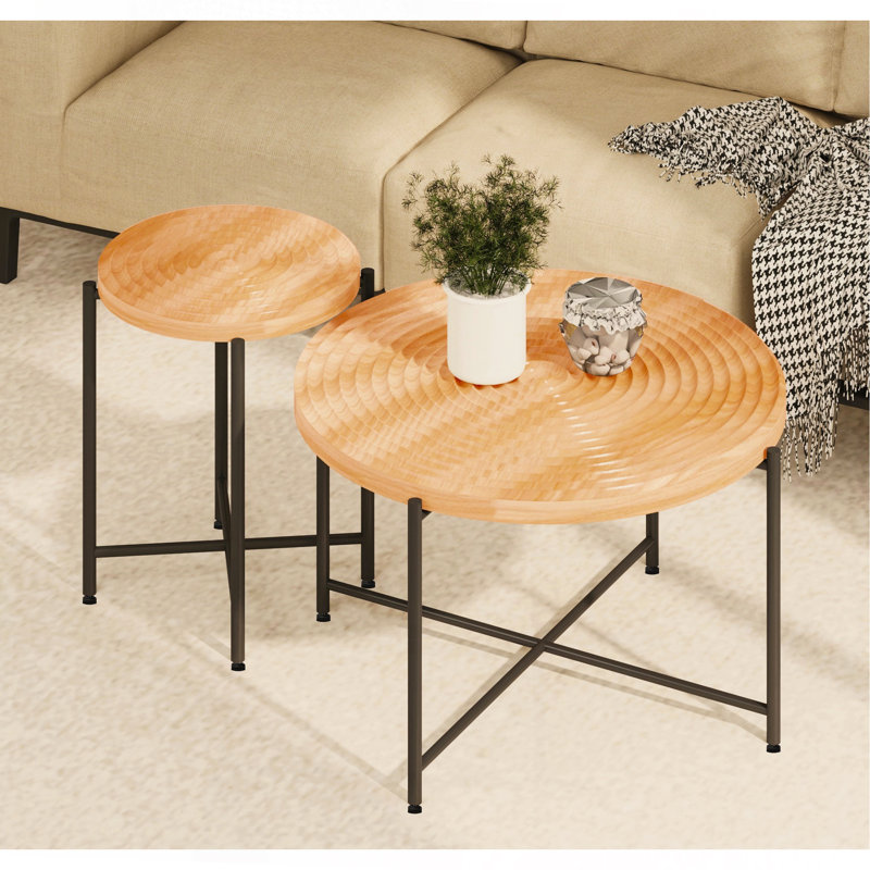 Ensemble de 2 tables basses et tables de bout - Panneau de fibres à densité moyenne imperméable avec housse en PVC