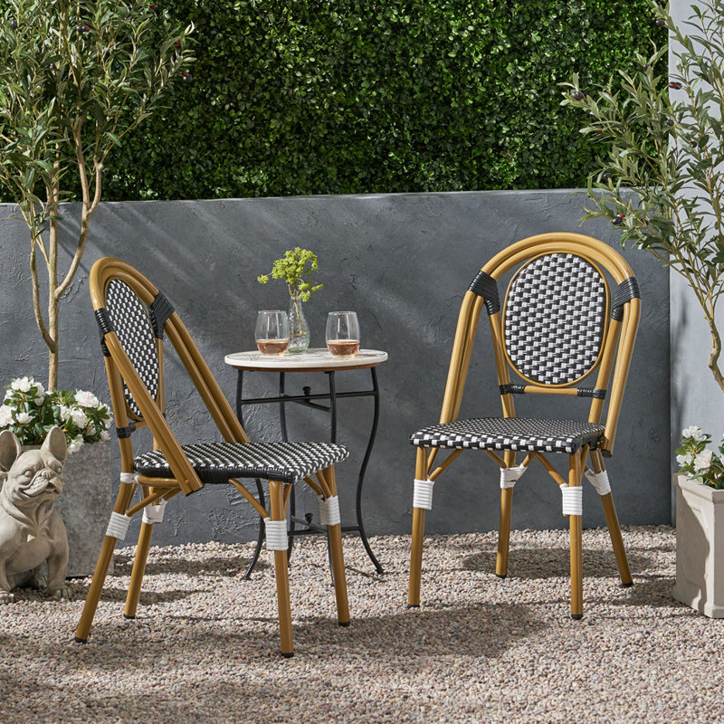 Chaises de bistro d'extérieur, Blanc/Noir